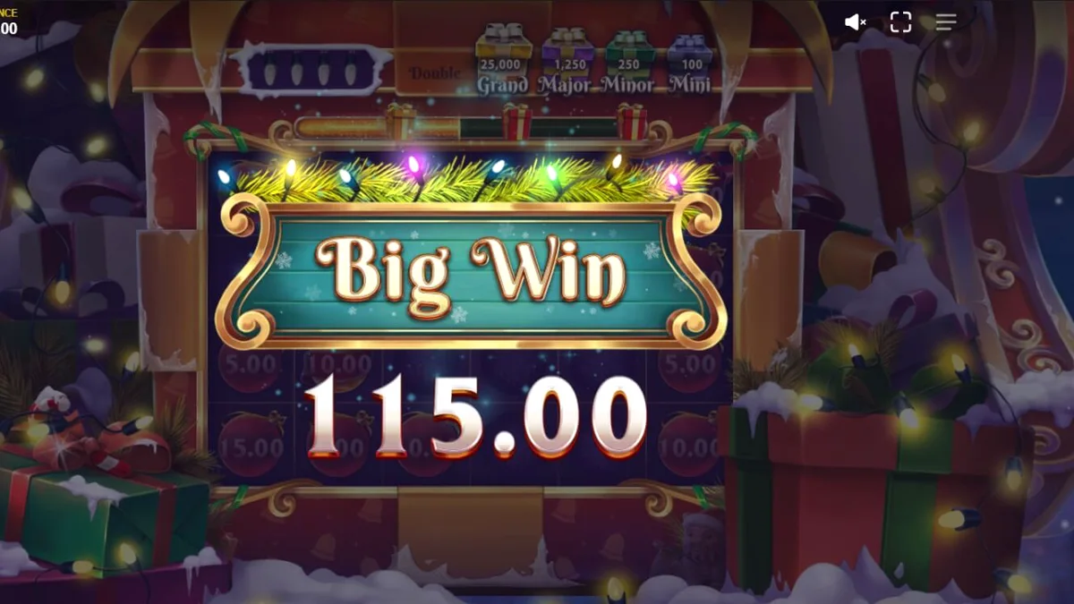 Tampilan visual slot Jingle Bells Bonanza 2 dengan tema Natal yang meriah